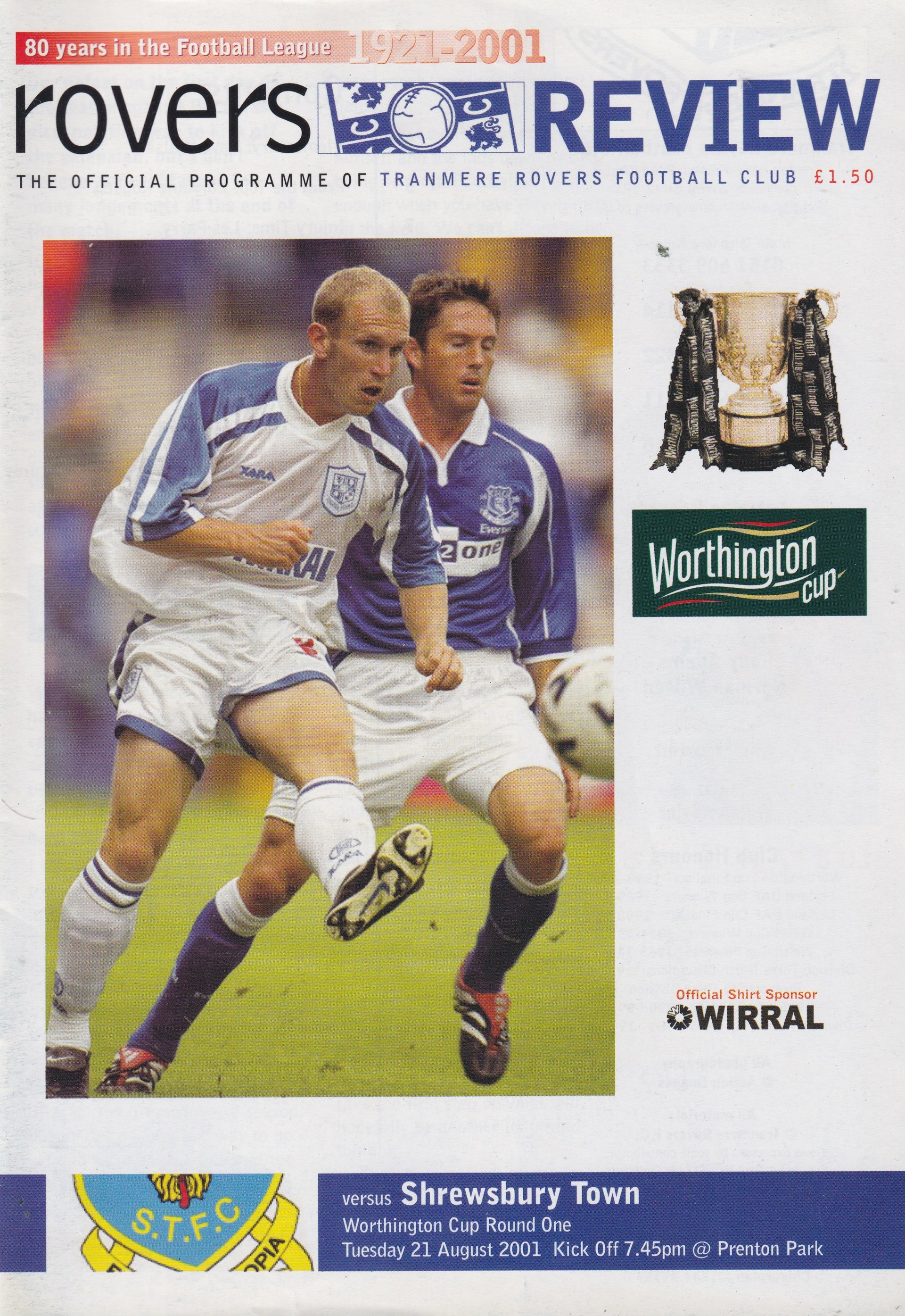 Tranmere Rovers v Shrewsbury Town match programme